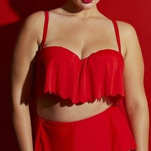 🌹Lela Rose Scalloped Bikini Top with Bandeau Bra